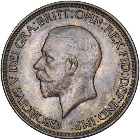 1933 Halfpenny - George V British Bronze Coin - Very Nice