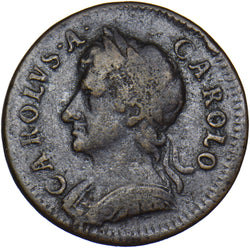 1672 Farthing (Loose Drapery) - Charles II British Copper Coin