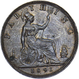 1891 Farthing - Victoria British Bronze Coin - Nice
