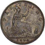 1894 Farthing - Victoria British Bronze Coin - Nice