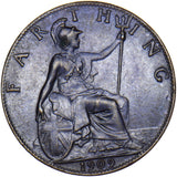 1909 Farthing - Edward VII British Bronze Coin - Superb