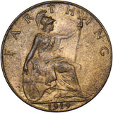 1919 Farthing - George V British Bronze Coin - Superb