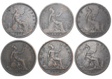 1874 - 1875 Pennies Lot (6 Different Types) - Victoria British Bronze