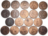 1937 - 1970 Pennies Lot (19 Coins) - British Bronze Coins (High grades)