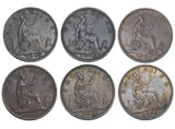 1885 - 1894 Farthings Lot (6 Coins) - British Bronze Coins (Better grades)