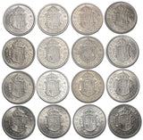 1953 - 1970 Elizabeth II British Halfcrowns Lot (16 Coins) - High Grade Date Run