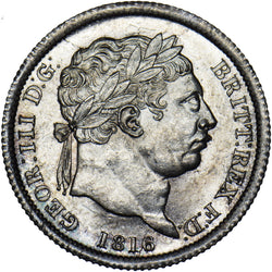 1816 Shilling - George III British Silver Coin - Superb