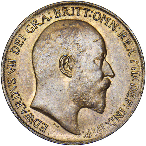1910 Penny - Edward VII British Bronze Coin - Very Nice