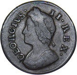 1736 Farthing - George II British Copper Coin - Nice