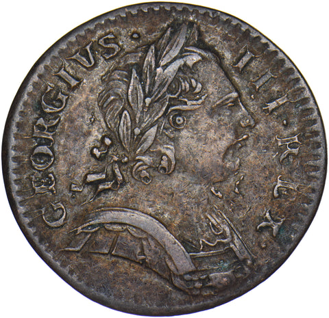 1773 Farthing - George III British Copper Coin - Nice