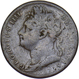 1825 Farthing (D over U) - George IV British Copper Coin