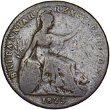 1825 Farthing (D over U) - George IV British Copper Coin