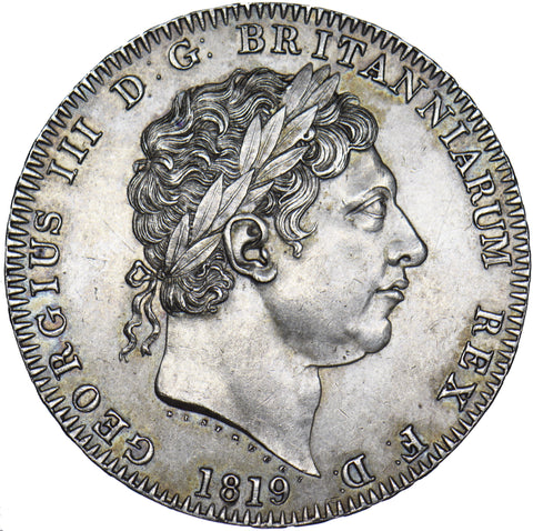 1819 LIX Crown - George III British Silver Coin - Very Nice