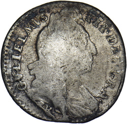 1696 B Sixpence (Bristol Mint) - William III British Silver Coin