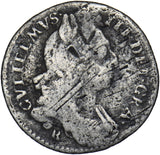 1697 B Sixpence (Bristol Mint) - William III British Silver Coin