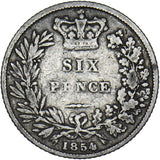 1854 Sixpence - Victoria British Silver Coin