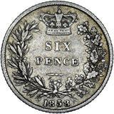 1858 Sixpence - Victoria British Silver Coin