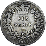 1859 Sixpence - Victoria British Silver Coin