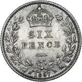 1887 Sixpence - Victoria British Silver Coin - Nice