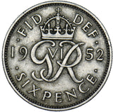 1952 Sixpence - George VI British  Coin - Nice