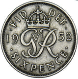 1952 Sixpence - George VI British  Coin - Nice