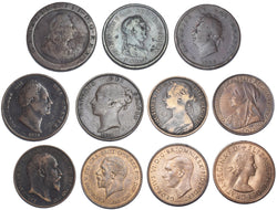 1797 - 1967 British Pennies Lot (11 Coins) - All Main Types inc. High Grades
