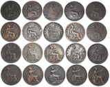 1861 - 1901 Halfpennies Lot (20 Coins) - Victoria British Bronze - All Different