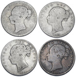 1881 - 1885 Halfcrowns Lot (4 Coins) - Victoria British Silver - All Different