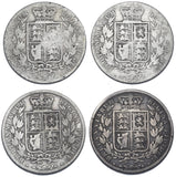 1881 - 1885 Halfcrowns Lot (4 Coins) - Victoria British Silver - All Different