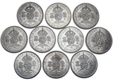 1937 - 1946 High Grade British Silver Florins Lot (10 Coins) - Date Run
