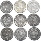 1893 - 1901 Shillings Lot (9 Coins) - Victoria British Silver Coins - Date Run