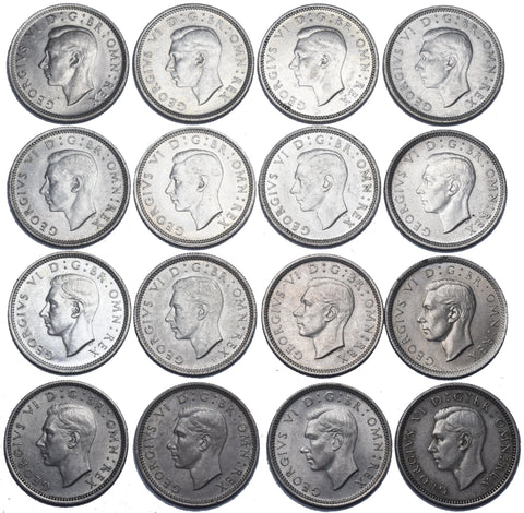 1937 - 1952 Better Grade Sixpences Lot (16 Coins) - George VI British Silver