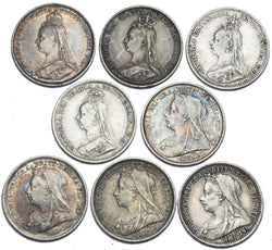 1887 - 1901 Better Grade Threepences Lot (8 Coins) - Victoria British Silver