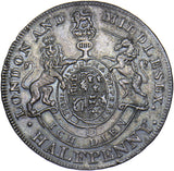 1790s London Prince of Wales 18th Century Halfpenny Token - Middlesex D&H 952a