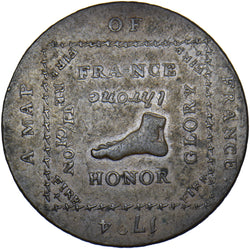 1794 London Map of France Halfpenny Token - Middlesex D&H 1016d