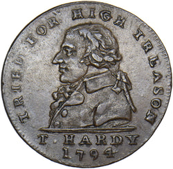 1794 London T. Hardy 18th C. Halfpenny Token - Middlesex D&H 1025