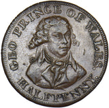 1790s London Prince of Wales 18th Century Halfpenny Token - Middlesex D&H 953a