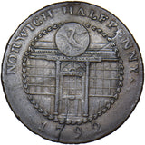 1792 Norwich (Shield/Shopfront) 18th Century Halfpenny Token - Norfolk D&H 28