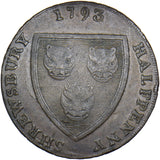 1793 Shrewsbury (Shield/Bishop) 18th Century Halfpenny Token - Shropshire D&H 23