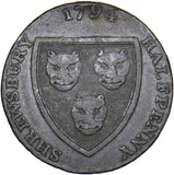 1794 Shrewsbury (Shield/Woolpack) 18th C. Halfpenny Token - Shropshire D&H 25d