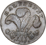 1794 Brighton Prince of Wales 18th Century Halfpenny Token - Sussex D&H 2