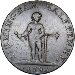 1793 Birmingham Boy/Shield 18th Century Halfpenny Token - Warwickshire D&H 50