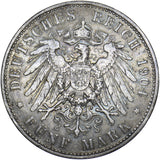 1904 A Germany Prussia 5 Mark - Silver Coin - Very Nice