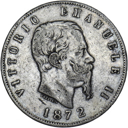 1872 Italy 5 Lire - Silver Coin - Nice