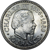 1966 Monaco 10 Francs (Charles III) - Silver Coin - Superb
