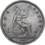 1861 Penny (F33 6+G) - Victoria British Bronze Coin - Nice