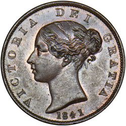 1841 Halfpenny - Victoria British Copper Coin - Very Nice