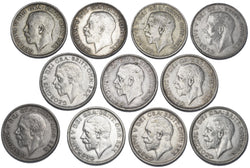 1920 - 1936 Shillings Lot (11 Coins) - British Silver Coins Inc. Better Grades
