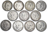 1920 - 1936 Shillings Lot (11 Coins) - British Silver Coins Inc. Better Grades