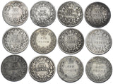 1864 - 1883 Sixpences Lot (12 Coins) - Victoria British Silver Coins